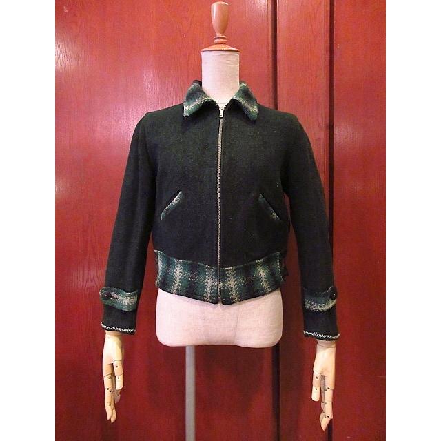 ビンテージ30's40's☆キッズハトメウールスポーツジャケット緑