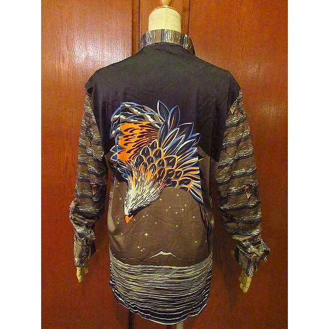 ビンテージ70's☆MADE IN ITALY nik-nikナイロン鷹プリント総柄 ビンテージ70's☆MADE IN ITALY nik-nikナイロン鷹プリント総柄