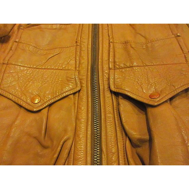 ビンテージ70's☆KOK 6ポケットレザージップアップジャケット茶 ビンテージ70's☆KOK 6ポケットレザージップアップジャケット茶
