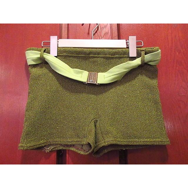 ビンテージ60's☆ベルト付きスイムショーツ黄緑☆200213f2-m-swim古着