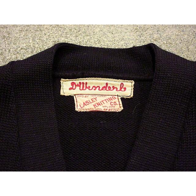ビンテージ50's☆LASLEY KNITTING CO. レターマンカーディガン黒