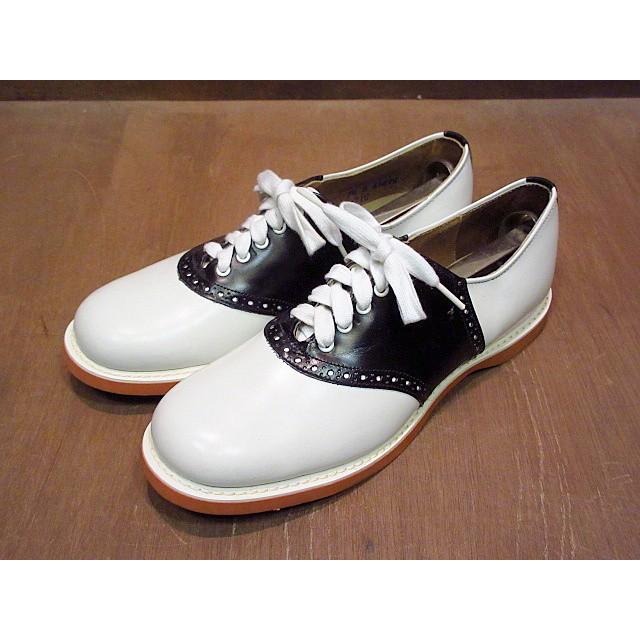 ビンテージ60's70's★DEADSTOCK SPALDING サドルシューズ白×黒 Size 7 1/2B★200219n3-m-dshs-25cm デッドストック革靴