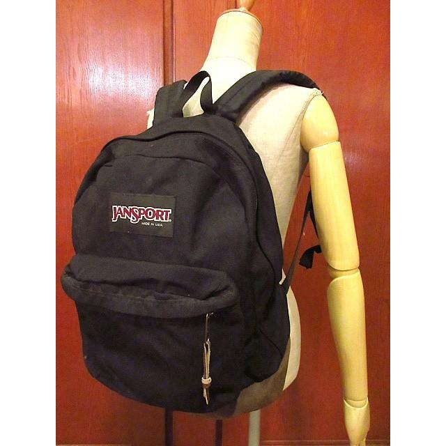 MADE IN U.S.A. JANSPORTボトムレザーナイロンバックパック黒