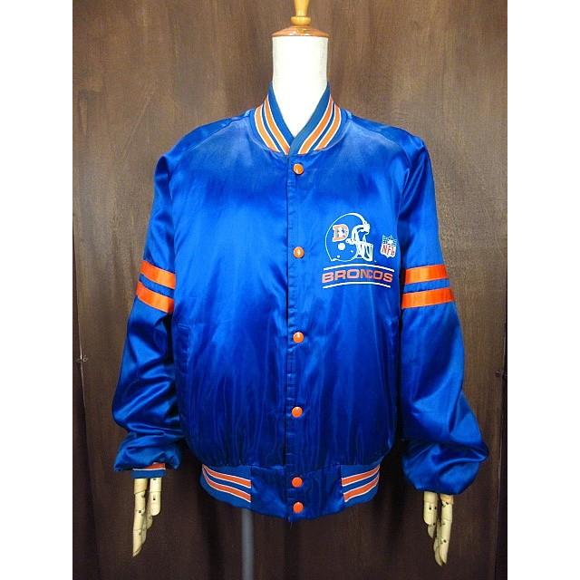 ビンテージ80's90's☆NFL BRONCOSナイロンスタジアムジャケット青×橙