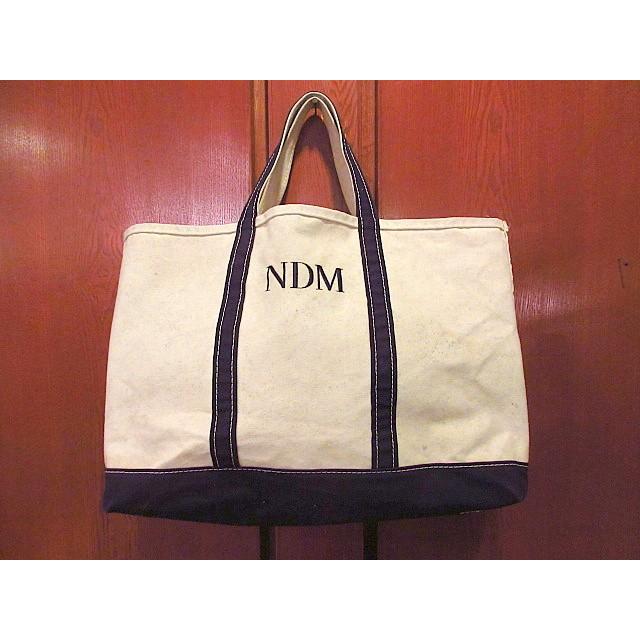 MADE IN U.S.A. L.L.Beanキャンバストートバッグ白×紺sizeL☆200418s8