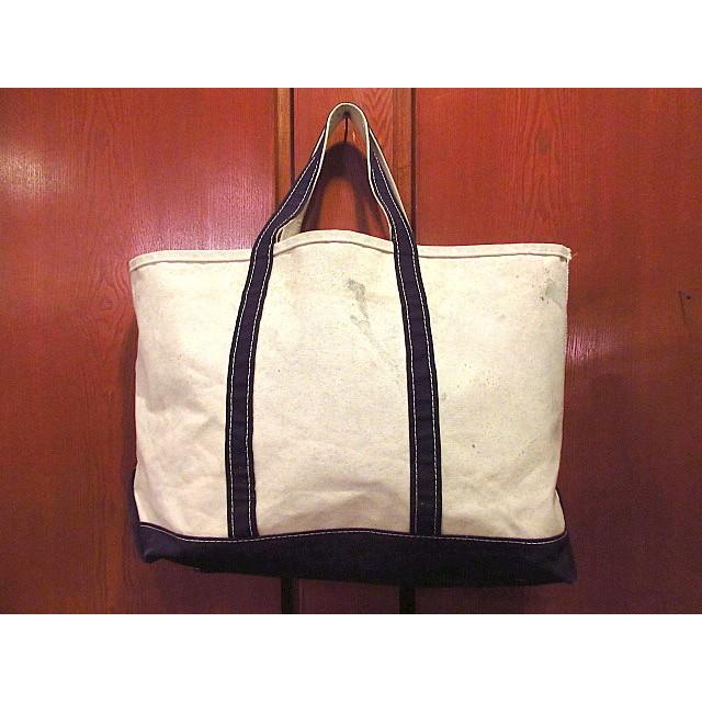 MADE IN U.S.A. L.L.Beanキャンバストートバッグ白×紺sizeL☆200418s8