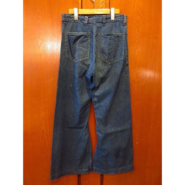 米軍　USN 40's US NAVY デッキ　セーラーパンツ　巻きパンツ　実物 1940's US.NAVY 巻きデニムセーラーパンツ W32 濃色 40年代 海軍