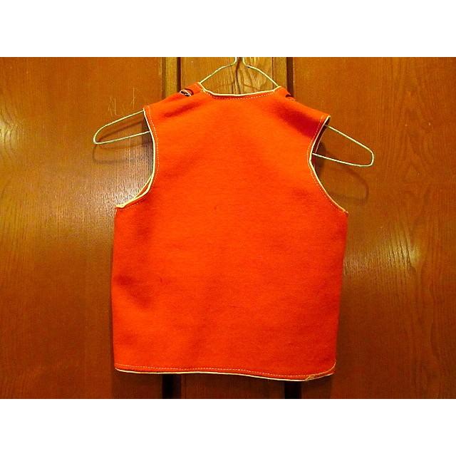 ビンテージ☆キッズチェーンステッチ刺繍ウールベスト赤☆200424s8-k