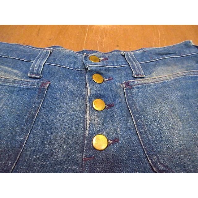 ビンテージ70's☆Lee Leens剥き出しボタンデニムフレアパンツW82cm