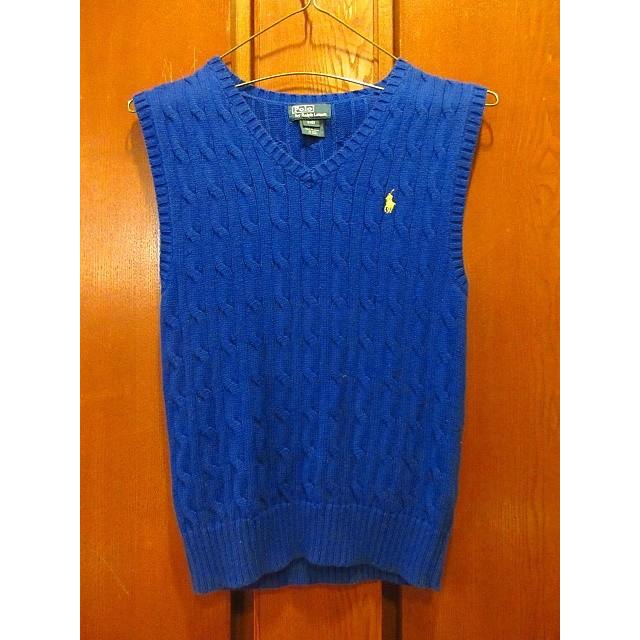 Polo by Ralph Laurenキッズケーブル編みニットベスト青sizeS(8 Polo by Ralph Laurenキッズケーブル編みニットベスト青sizeS(8