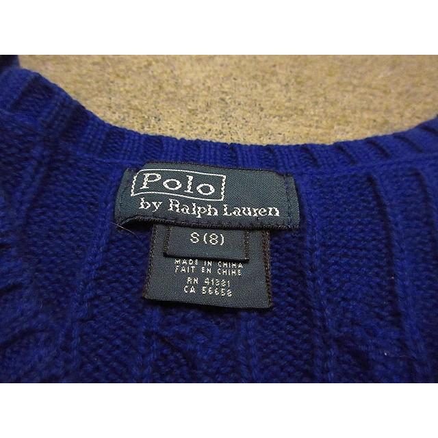 Polo by Ralph Laurenキッズケーブル編みニットベスト青sizeS(8 Polo by Ralph Laurenキッズケーブル編みニットベスト青sizeS(8