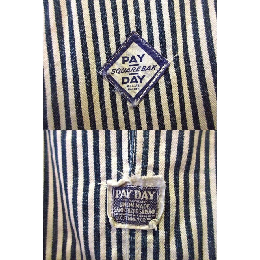 ビンテージ40's50's☆PAY DAYヒッコリーストライプオーバーオールW90cm