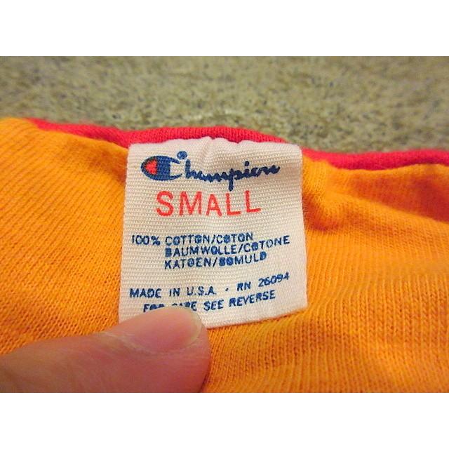 ビンテージ80's○ChampionトリコタグダブルフェイスTシャツ赤×黄sizeS