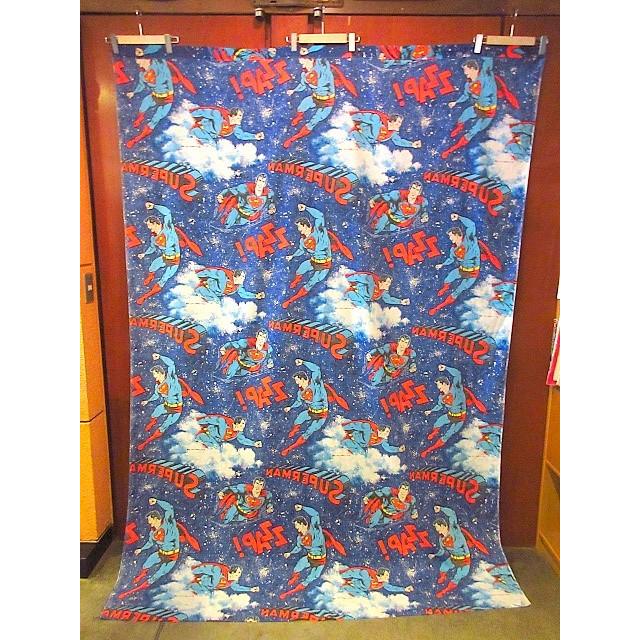 ビンテージ70's○スーパーマン総柄ツインベッドシーツsize 237cm×171cm