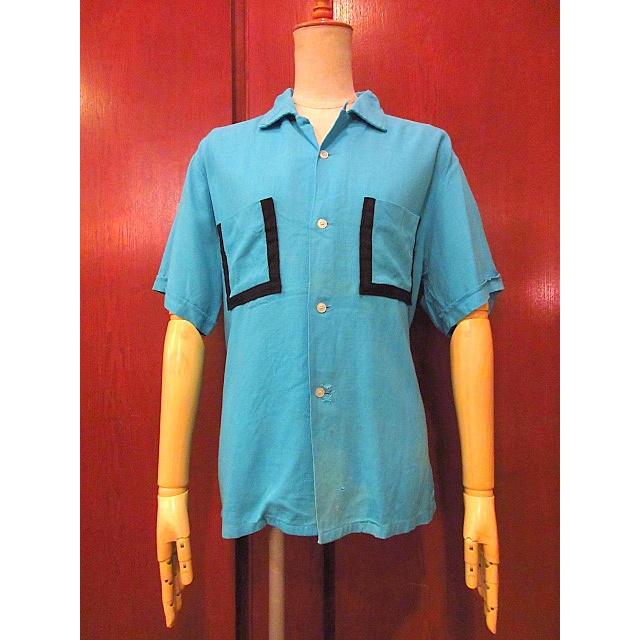 ビンテージ50's○PILGRIMレーヨンループカラーシャツ水色size M