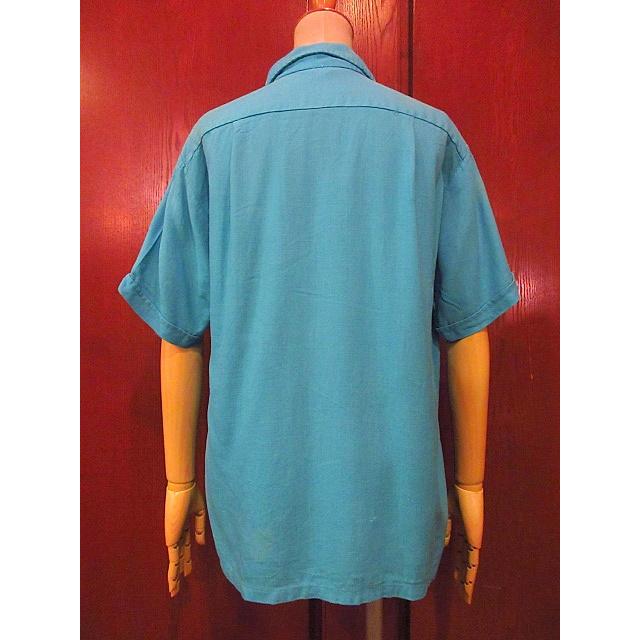 ビンテージ50's○PILGRIMレーヨンループカラーシャツ水色size M