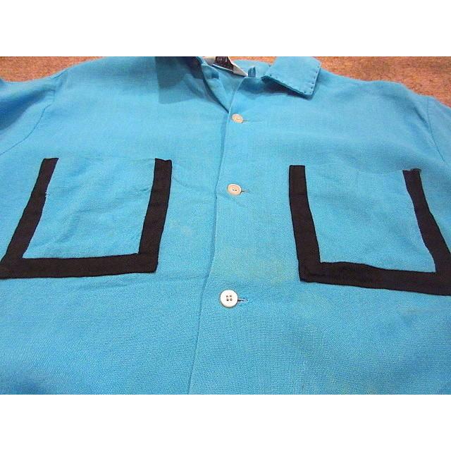 ビンテージ50's○PILGRIMレーヨンループカラーシャツ水色size M