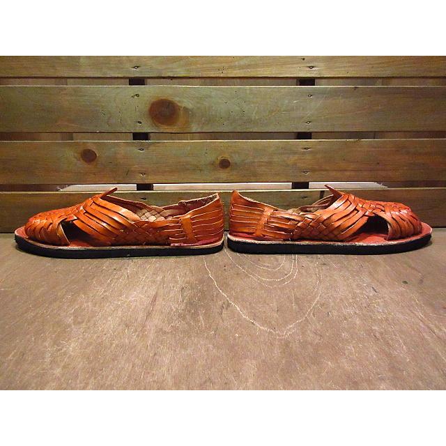 ビンテージ○DEADSTOCK編み込みレザーサンダル茶○200625n3-m