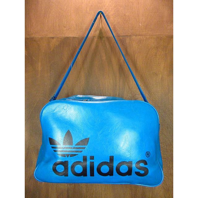 ビンテージ70's80's○adidasレザーショルダーバッグ青○200812n6-bag