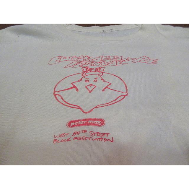 ビンテージ60's70's○Peter Max染み込みプリントTシャツ生成り