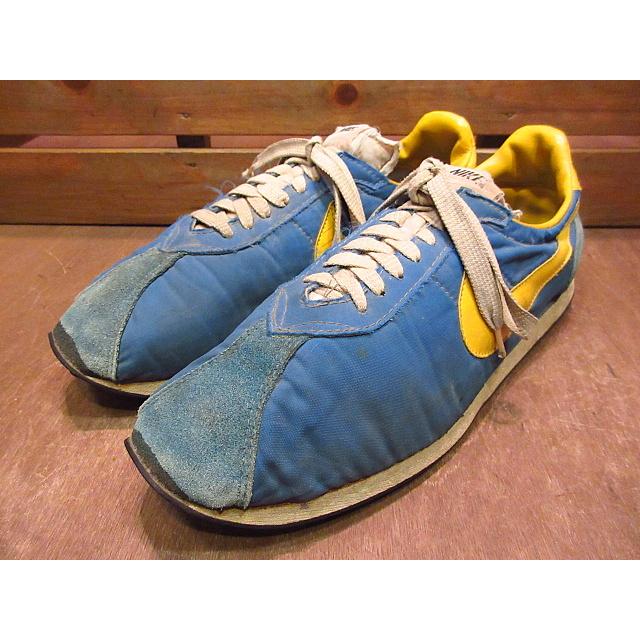 てなグッズや 1970sナイキスニーカーメンズ ビンテージ70 S Nikeワッフルトレーナー青 黄 0906n6 M Snk 29cm シューズ Services Luthercare Com