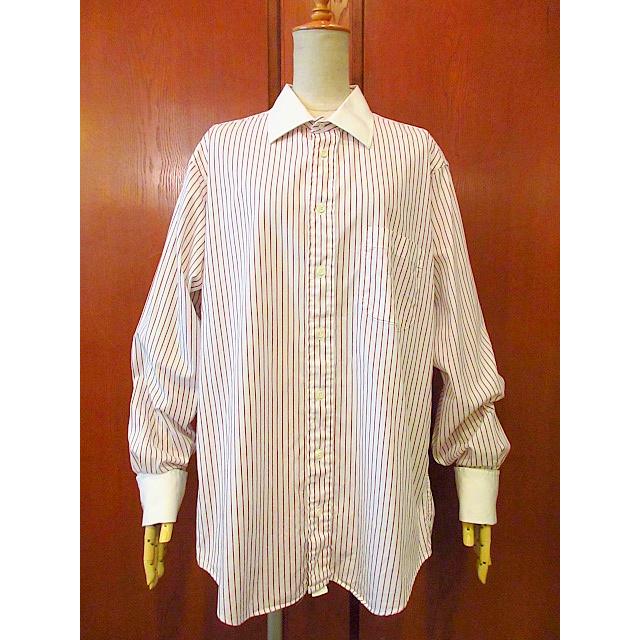 レア90s ロゴ刺繍ダブルカフス ピンクベージュ コットンシャツ バーバリー ビンテージ90's○Burberry フレンチカフスストライプドレスシャツ Size