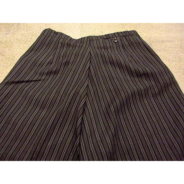 ビンテージ50's○ボタンフライストライプウールスラックス黒 W80cm