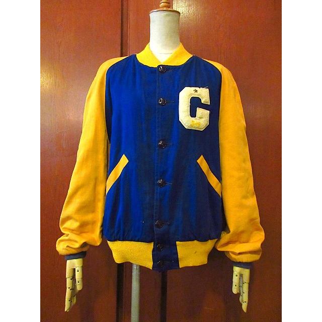 ビンテージ40's○ワッペン付き裏起毛コットンボタンスタジアム