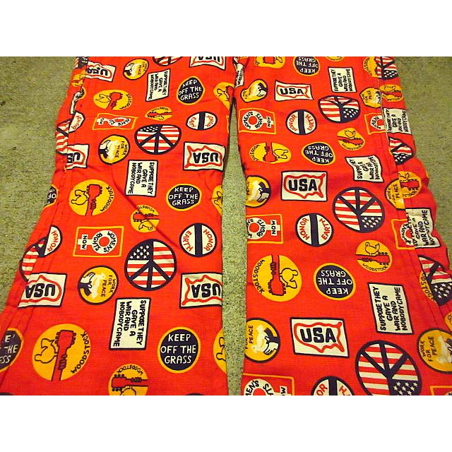 70s ヒッピー 総柄 ウッドストック woodstock カットオフ パンツ