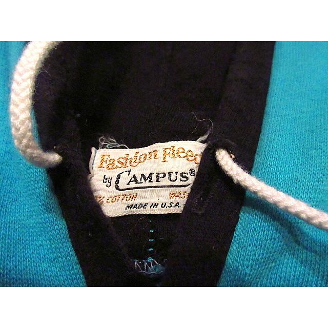 ビンテージ60's○CAMPUSツートーンコットンスウェットパーカ水色