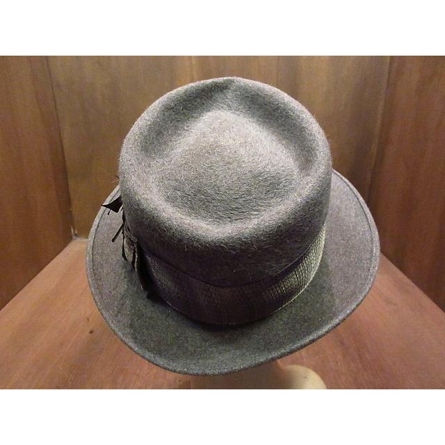 60s 70s フェルトハット グレー 7 1/8 ヴィンテージ フェドラハット ビンテージ60's○STETSON 