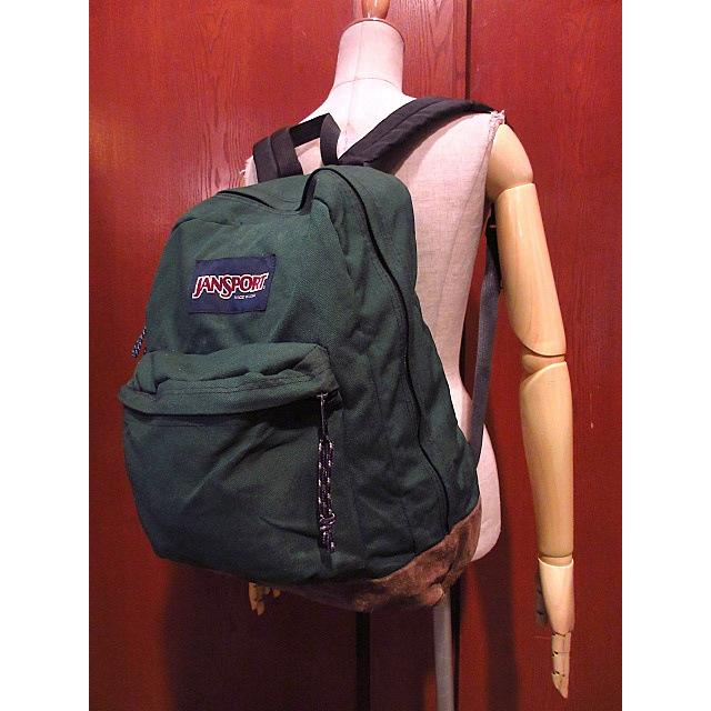 MADE IN U.S.A. JANSPORTボトムレザーナイロンバックパック緑