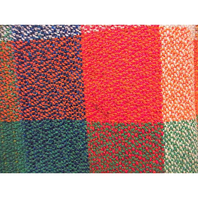 ビンテージ60's70's○カラフルチェックウールブランケットsize 180cm