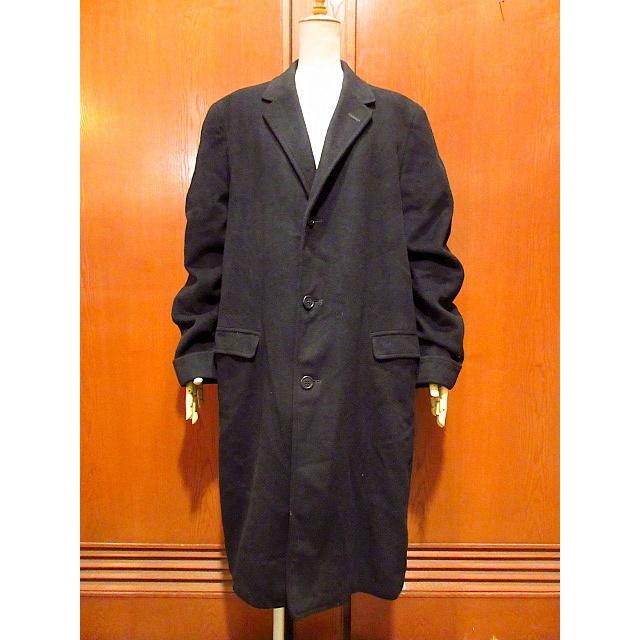 メンズ 50s60s カシミアコート チェスターコート 黒 ブラック L