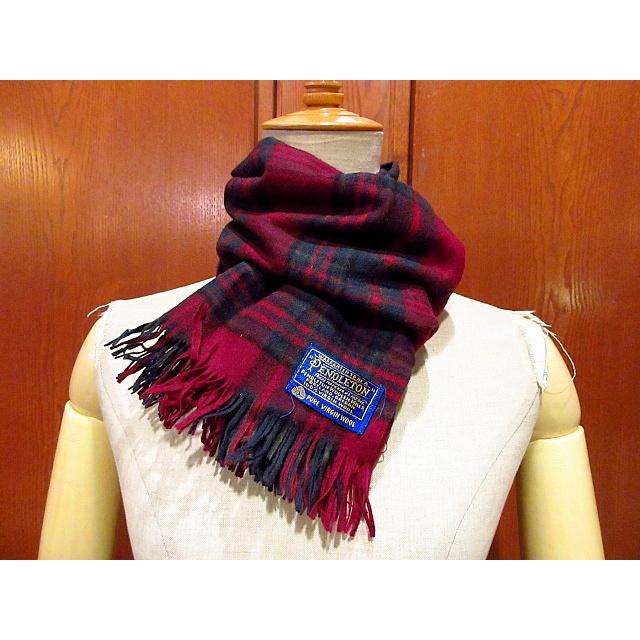 ビンテージ60's○PENDLETONタータンチェックウールマフラー○210107s7