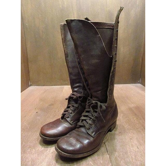 ビンテージ40's○RAINIERレディースレースアップブーツ茶6 1/2 D