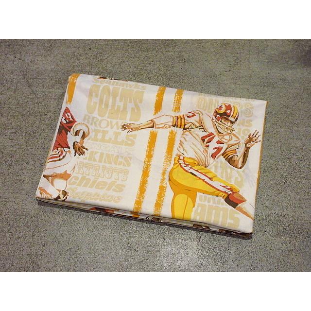 ビンテージ70's○NFL総柄ベッドシーツ 236cm×167cm○210204s5-fbr