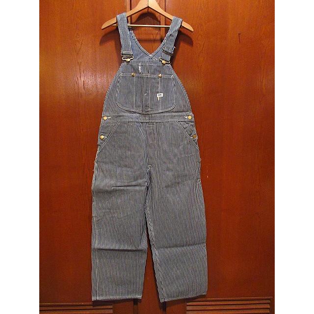 ビンテージ70's○DEADSTOCK LeeヒッコリーストライプオーバーオールW38