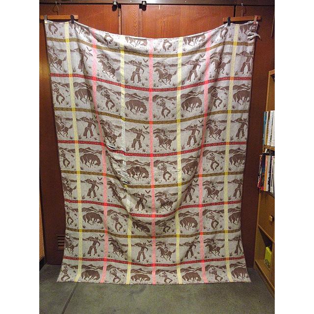 ビンテージ40's50's○CANNONコットンウエスタン総柄ブランケットsize