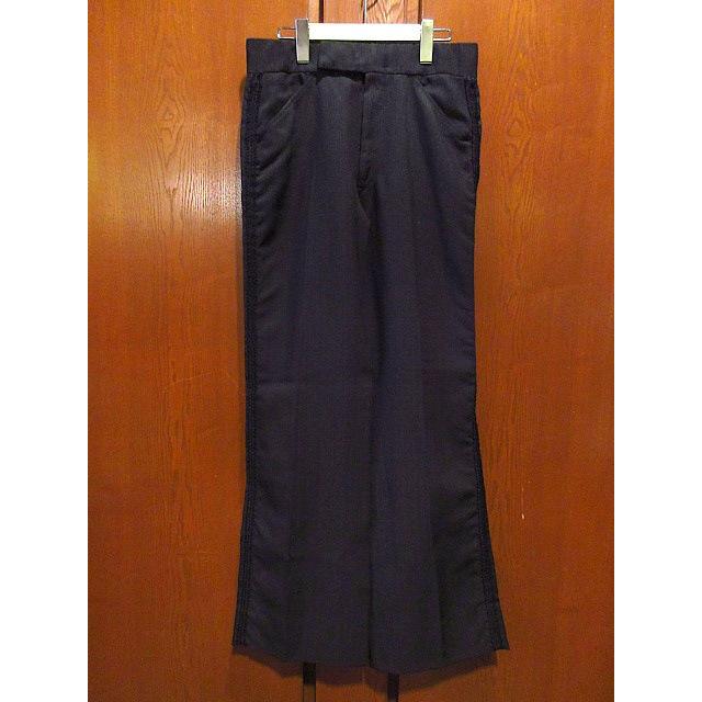 ビンテージ70's○サスペンダーボタン付きタキシードフレアパンツ黒