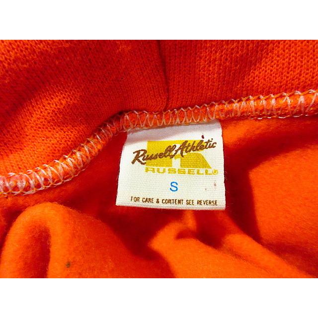 ビンテージ70's○DEADSTOCK RUSSELL金タグ スウェットパーカ橙 S