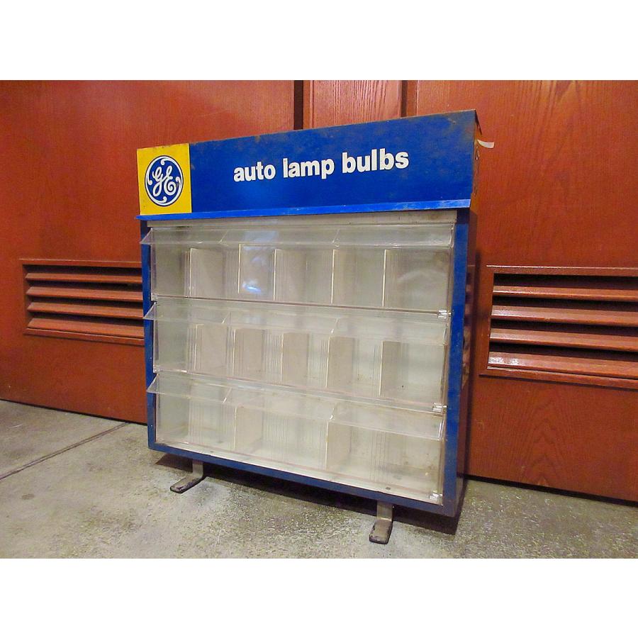 ビンテージ General Electric auto lamp bulbs メタルディスプレイキャビネット 210406f1-rack ...
