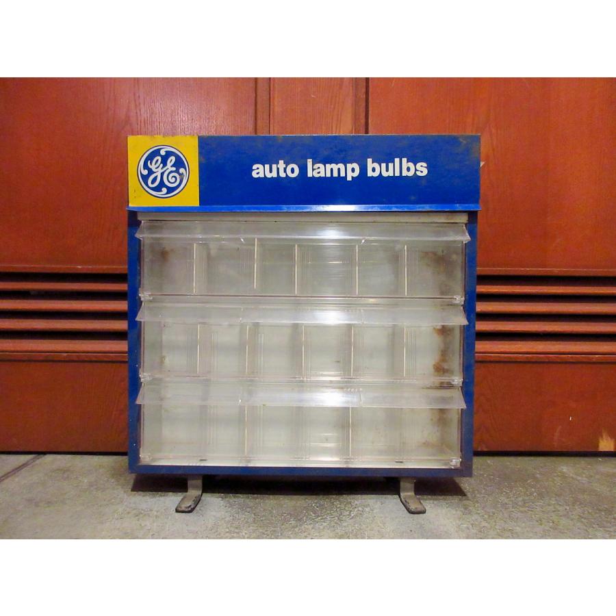 ビンテージ General Electric auto lamp bulbs メタルディスプレイキャビネット 210406f1-rack ...