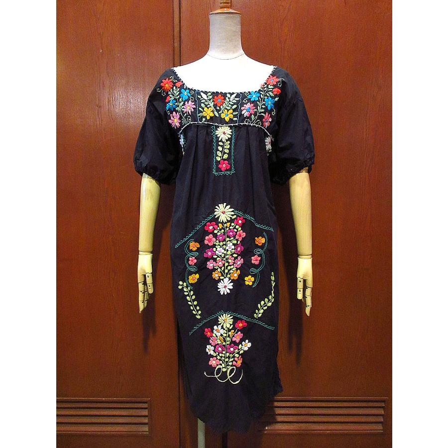 ビンテージ70 S 花刺繍入りメキシカンワンピース黒 s2 W Ssdrsヒッピーレディースフラワー古着ロングドレスusa s2 W Ssdrs Cozy Vintage 通販 Yahoo ショッピング