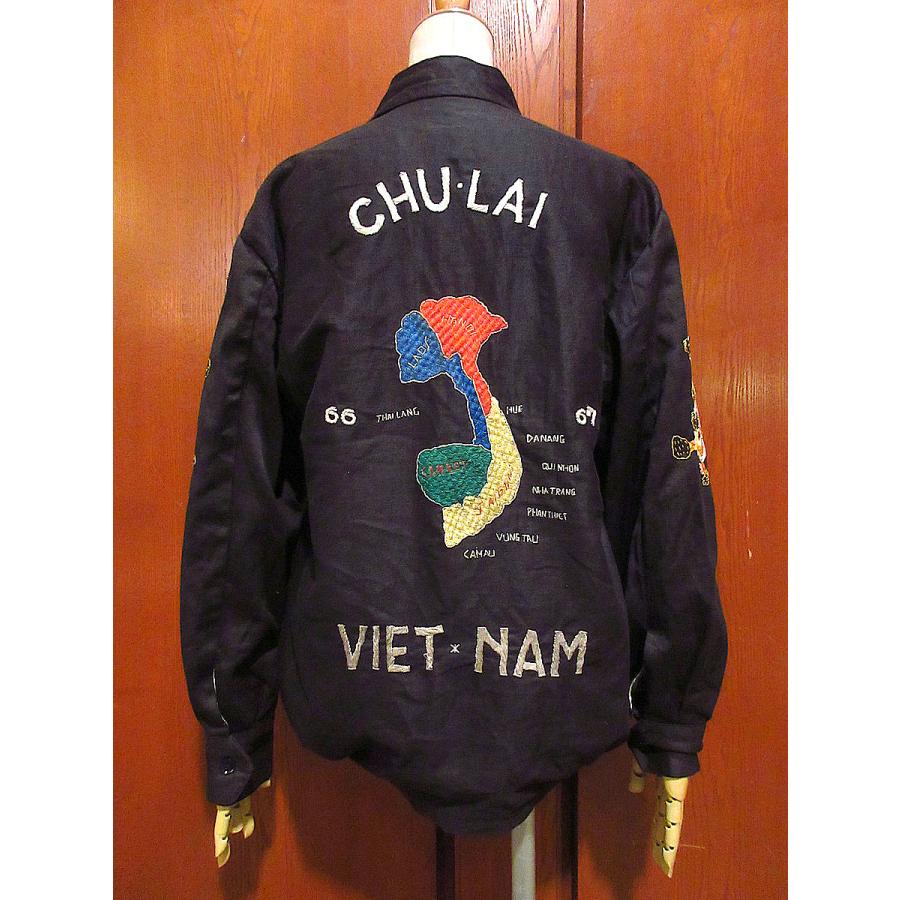 (おぬ) vintage 60s〜70s スーベニアジャケット ビンテージ60's70's○ミリタリーベトナムスーベニアジャケット黒