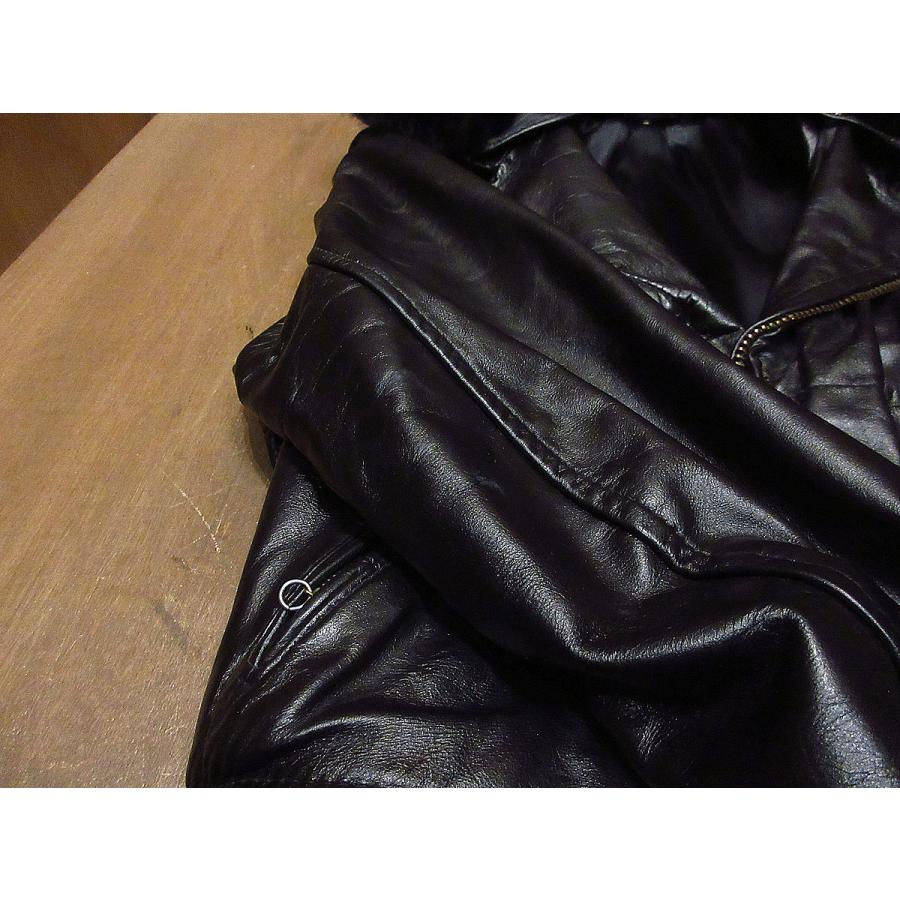 ビンテージ70's○ポリスマンダブルライダースジャケット黒○210422f8-m
