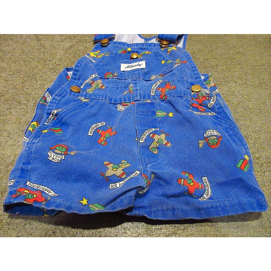 ビンテージ○Libertyキッズ飛行機総柄オーバーオールsize 3T