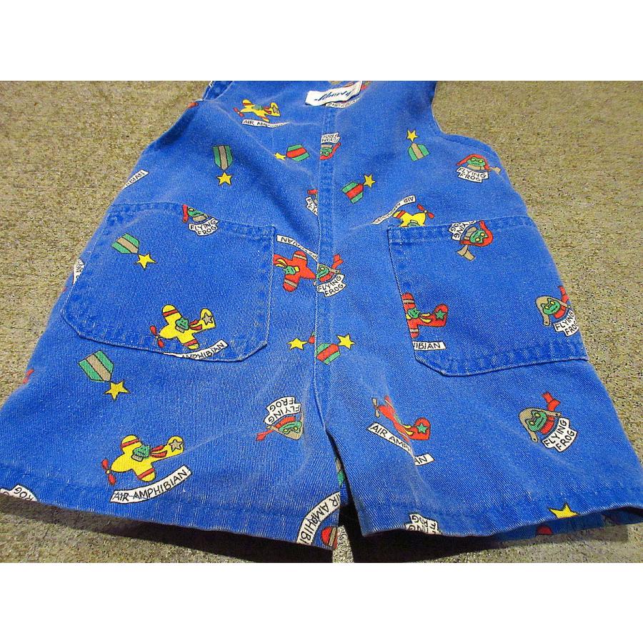ビンテージ○Libertyキッズ飛行機総柄オーバーオールsize 3T