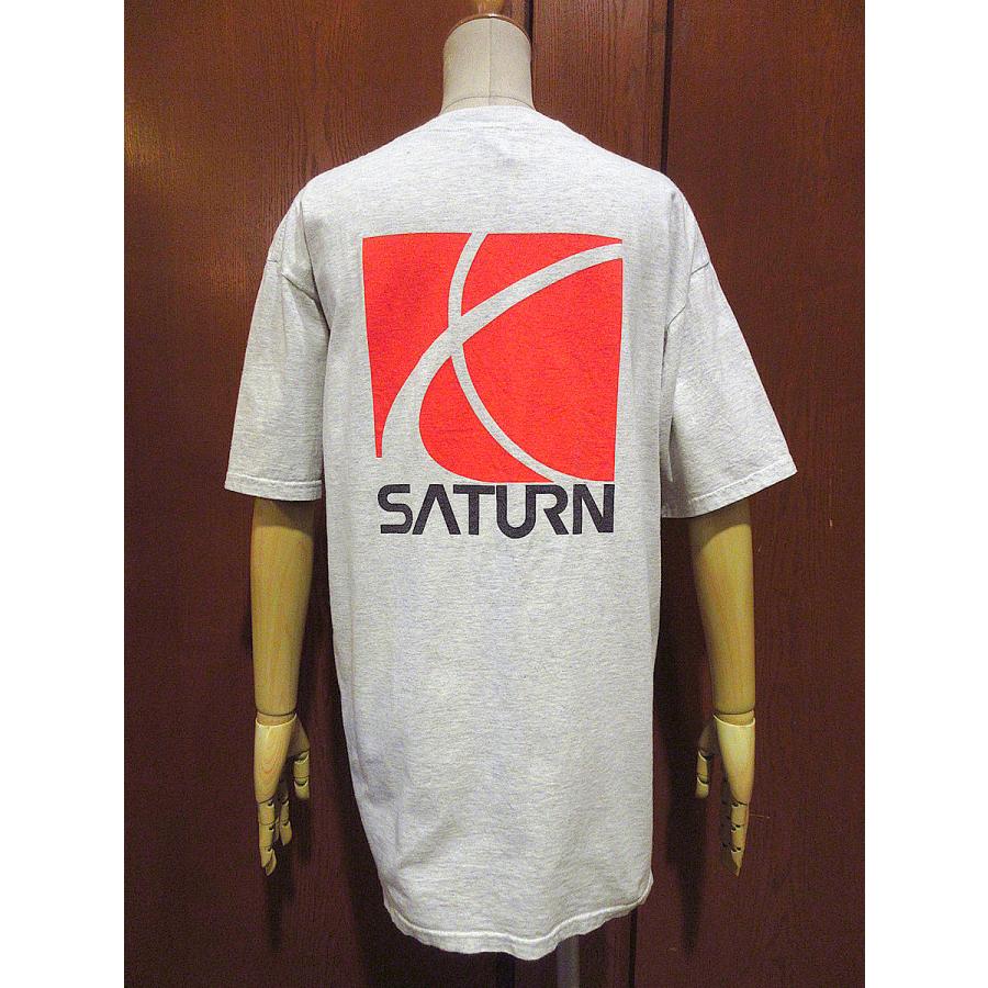 ビンテージ90's○SATURN両面プリントTシャツ霜降りグレーsize L