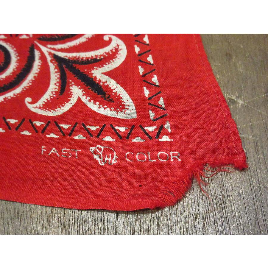 ビンテージ40's○FAST COLOR下鼻象マークコットンバンダナ赤○210518n7